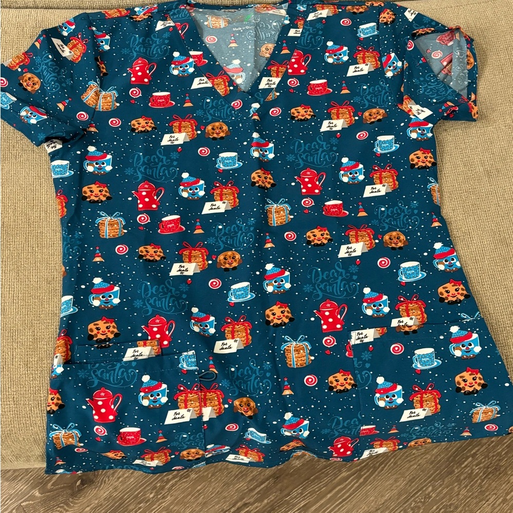 Christmas scrub top, never worn!